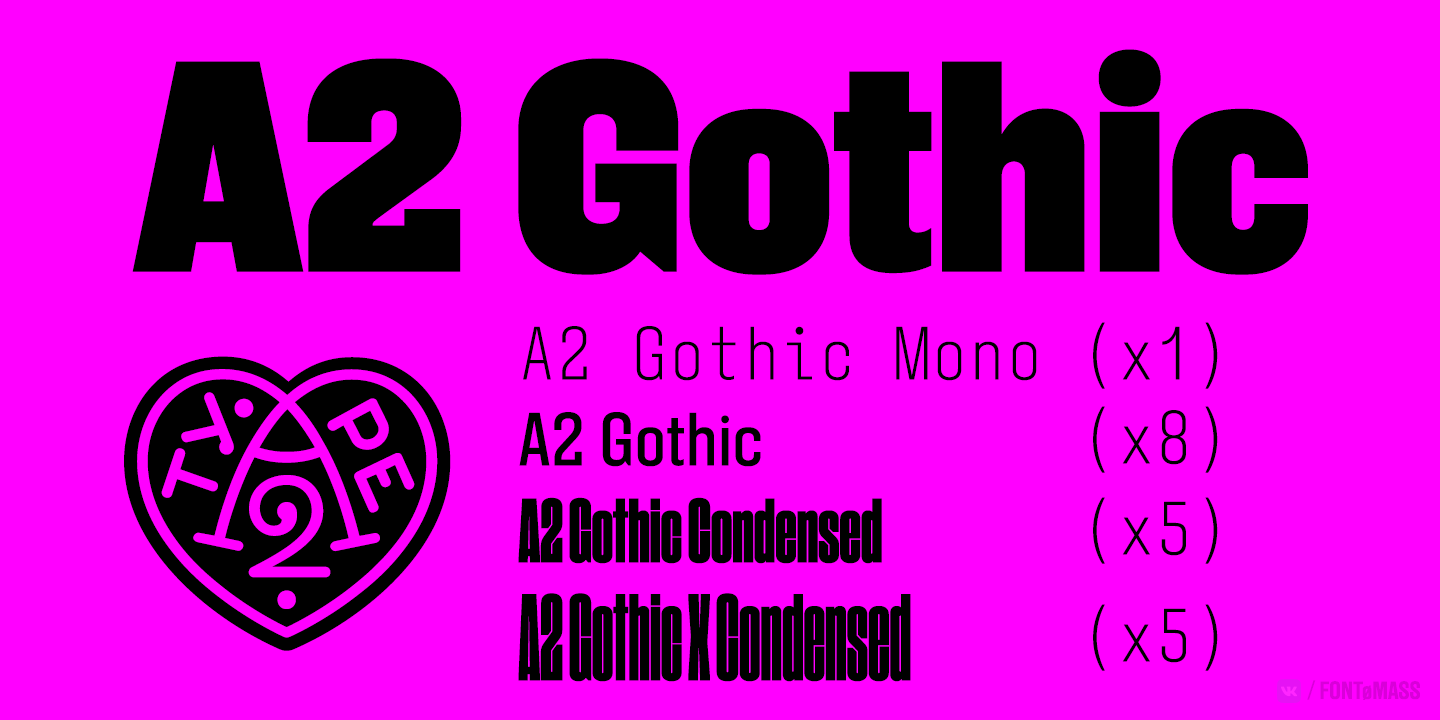 Пример шрифта A2 Gothic Extra Condensed Bold